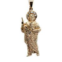 14kt Yellow Gold .20ct tw Diamond Jesus Pendant