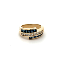14kt Yellow Gold .50ct tw Diamond & Blue Stone Ring