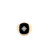  10kt Yellow Gold Diamond & Onyx Ring
