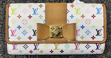 Louis Vuitton Multicolor Portefeuille Sara Nu Bow Wallet White 