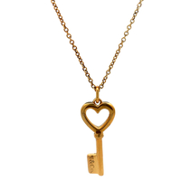 Tiffany & Co .925 16" Petite Heart Key Necklace W/Box & Pouch
