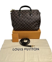 Louis Vuitton Damier Ebene Speedy 30 Canvas Handbag