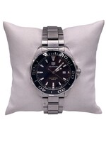 Tag Heuer Aquaracer Quartz Black Dial Silver Steel Strap Watch for Men