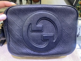 GUCCI BLONDIE BLACK LEATHER LOGO SMALL SHOULDER CROSSBODY BAG HANDBAG