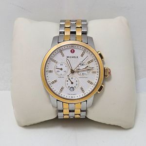 Michele Uptown Diamond Two Tone Watch