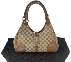 Gucci Nailhead Jackie GG Canvas Hobo Bag