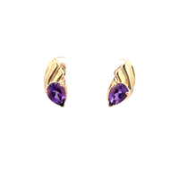 14kt Yellow Gold Purple Stone Stud Earrings