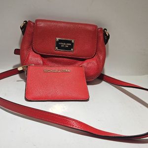 Michael Kors Chili Red Genuine Leather-Gold Tone Hardware