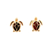 14kt Yellow Gold Honu Stud Earrings with Koa Wood Inlay