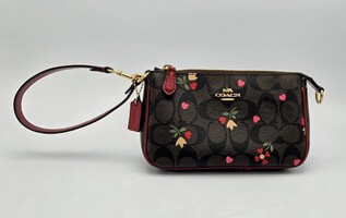 Coach Floral Print Wristlet Clutch in Signature Canvas