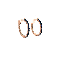 10kt Le Vian Rose Gold .35ct tw Diamond & Blue Stone Hoop Earrings