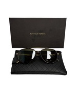 Bottega Veneta Unisex Havana Aviator Titanium Sunglasses