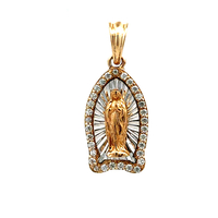 14kt Two Tone CZ Virgin Mary Pendant 