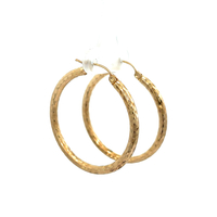 14kt Yellow Gold Diamond Cut Hoop Earrings