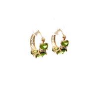 14kt Yellow Gold Diamond & Green Stone Earrings