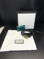 GUCCI Women's Black Leather Belt / 409417 / Pre-Owned 