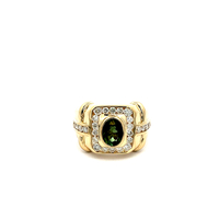 14kt Yellow Gold 1.00ct tw Diamond & Green Stone Ring