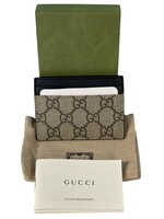 Gucci GG Canvas Card Wallet Beige Black