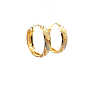 14kt Tri-Color Diamond Cut Hoop Earrings 