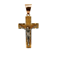 14kt Two Tone Crucifix Cross Pendant