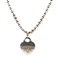 Tiffany & Co. Heart Tag Charm 16” Bead Necklace 