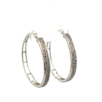 10kt White Gold .30ct tw 30mm Diamond Hoop Earrings