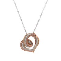 14kt Tri-Color .40ct tw Diamond Heart Pendant With Chain