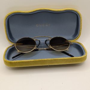 Gucci Aria Pinke-Nez 0991 Gold Metal Yellow Tint Sunglasses 
