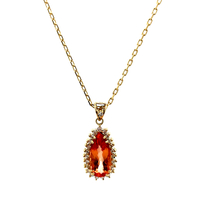 18kt Yellow Gold .25ct tw Diamond & Morganite Pendant & Chain