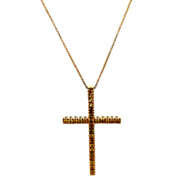 14kt Yellow Gold Yellow Stone Cross Pendant With Chain