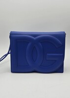 Dolce & Gabbana Women's Blue Leather Shoulder Bag with Large DG Logo