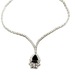 14kt White Gold 1.15ct tw Diamond & Dark Blue Stone Necklace