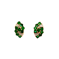 14kt White Gold Diamond & Green Stone Stud Earrings