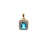 14kt Yellow Gold Diamond & Blue Stone Pendant 