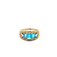 14kt Yellow Gold Diamond & Blue Stone Ring