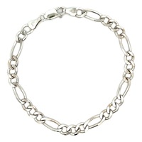 14kt White Gold 9" 6mm Figaro Link Bracelet 