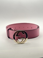 Gucci Pink Leather Belt W/Gold GG buckle-Size 80/32-FREE SHIPPING