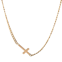 14kt Yellow Gold 17" Cross Adjustable Necklace