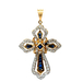 18kt Yellow Gold .35ct tw Diamond & Sapphire Cross Pendant 