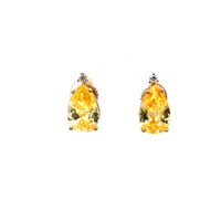 14kt Yellow Gold CZ & Yellow Stone Stud Earrings