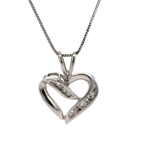 10kt White Gold .60ct tw Diamond Heart Pendant With Chain