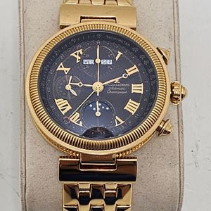 Jacques Lemans 1-1217 Automatic Chronograph Gold Tone Steel Man's Watch 