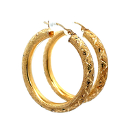 14kt Yellow Gold Diamond Cut Hoop Earrings