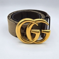 Awesome Men's Gucci Tan And Brown Belt with Gold Buckle Size 115•46