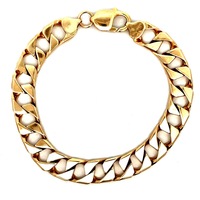 14kt Yellow Gold 9" 11mm Square Curb Link Bracelet 