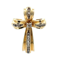 14kt Yellow Gold .20ct tw Diamond Cross Pendant