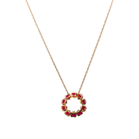 10kt Yellow Gold Red Stone Pendant With Chain