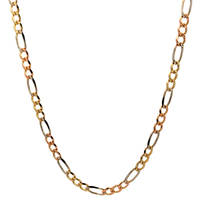 14kt Tri-Color 24" 4.25mm Figaro Link Chain