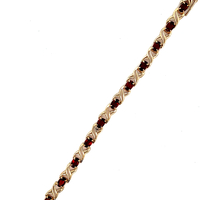 10kt Yellow Gold 7.5" 6mm Red Stone Bracelet 