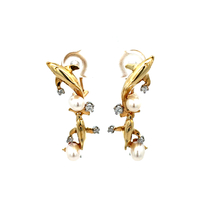 18kt Yellow Gold .30ct tw Diamond & Pearl Dolphin Earrings